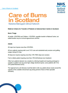 Referral Criteria for Transfer of Patients to National Burn Centre in Scotland